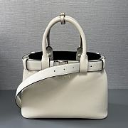 	 Prada Leather Bucket Top Handle Bag In White -32x23x11cm - 4