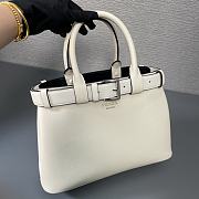 	 Prada Leather Bucket Top Handle Bag In White -32x23x11cm - 2