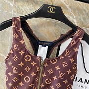 Louis Vuitton Brown Monogram With Gold Zipper One Piece Swimwear - 2