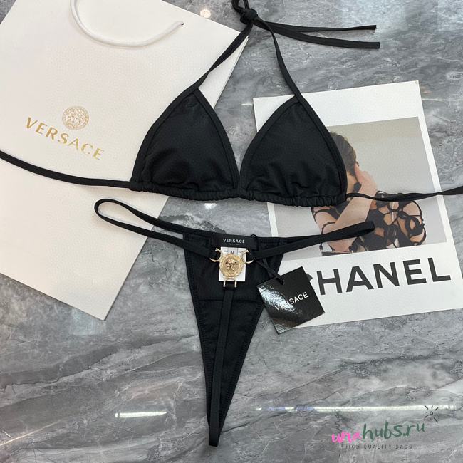 Versace Black Bikini With Gold Hardware - 1