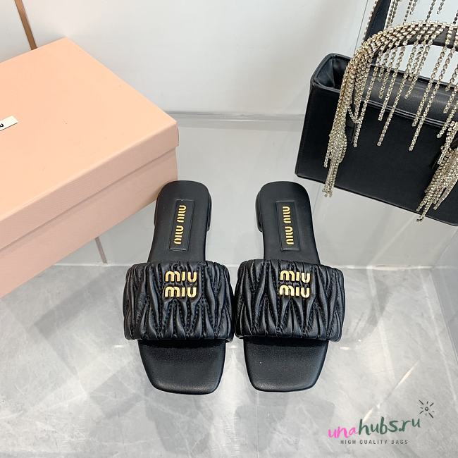 MiuMiu Matelassé Leather Sandals - 1