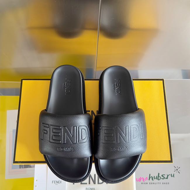 Fendi Black Puffer Slides - 1