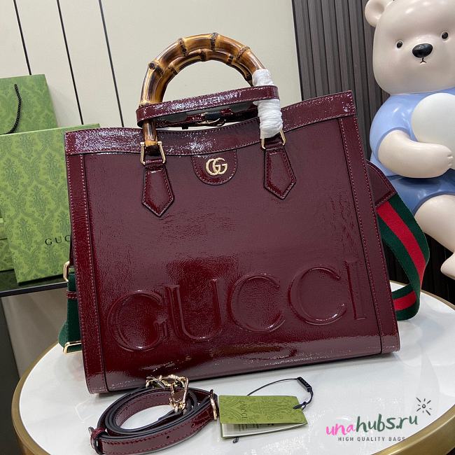 GUCCI DIANA MEDIUM TOTE BAG shiny patent leather  - 35*30*14cm - 1