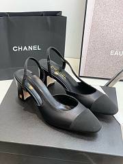 Chanel Slingback All Black With Gold CC Logo 6.5cm heeled - 1