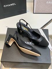 Chanel Slingback All Black With Gold CC Logo 6.5cm heeled - 5