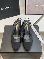 Chanel Slingback All Black With Gold CC Logo 6.5cm heeled - 2