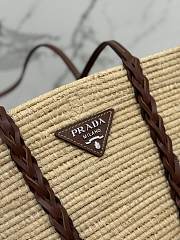 Prada Beige Brown Raffia Leather Basket Tote Bag - 6