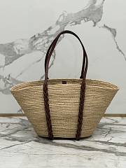 Prada Beige Brown Raffia Leather Basket Tote Bag - 5