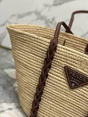 Prada Beige Brown Raffia Leather Basket Tote Bag - 4