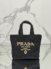 Prada Woven Raffia Small Tote Black - 24cm - 1