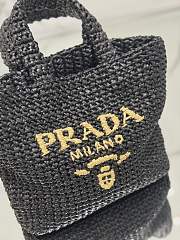 Prada Woven Raffia Small Tote Black - 24cm - 5