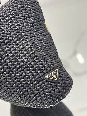 Prada Woven Raffia Small Tote Black - 24cm - 4