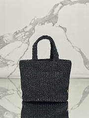 Prada Woven Raffia Small Tote Black - 24cm - 3