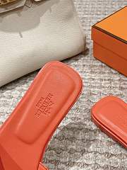 Hermes Oran Lizard Leather Orange Slides - 6