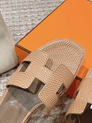 Hermes Oran Lizard Leather Beige Slides - 2