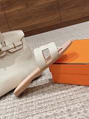 Hermes Oran Lizard Leather Cream Slides - 6