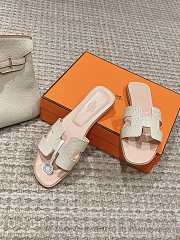 Hermes Oran Lizard Leather Cream Slides - 5