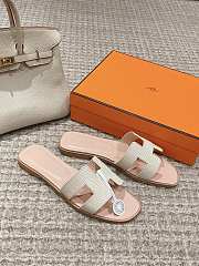 Hermes Oran Lizard Leather Cream Slides - 4