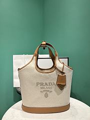 Prada Shopping Bag in Linen and Leather - 28x22.5x12.5cm - 1