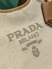 Prada Shopping Bag in Linen and Leather - 28x22.5x12.5cm - 4