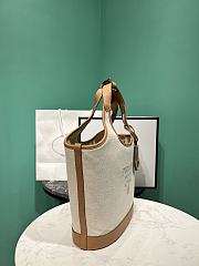 Prada Shopping Bag in Linen and Leather - 28x22.5x12.5cm - 5