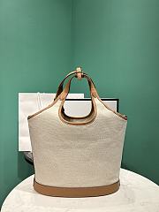 Prada Shopping Bag in Linen and Leather - 28x22.5x12.5cm - 6