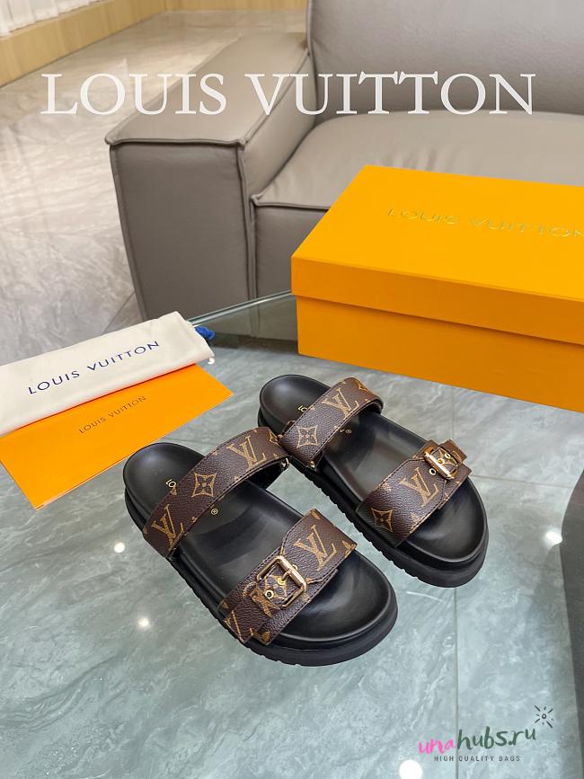 	 Louis Vuitton Bom Dia Flat Mule Brown Monogram 02 - 1