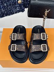 Louis Vuitton Monogram Leather 2 Strap Slides - 1