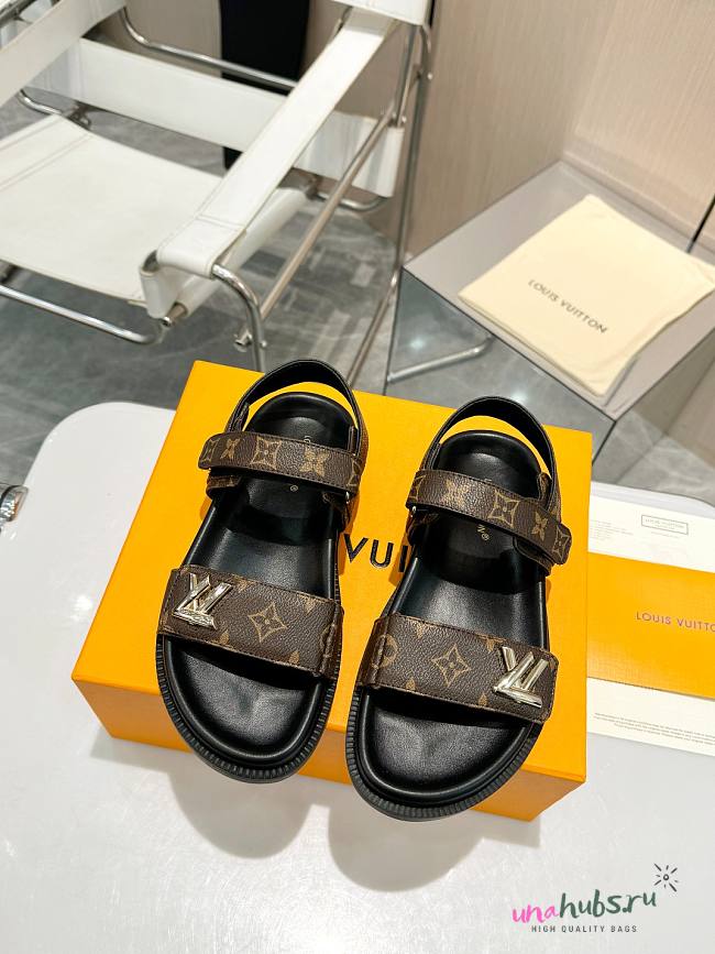 Louis Vuitton Monogram Leather Twist Logo Sandals - 1