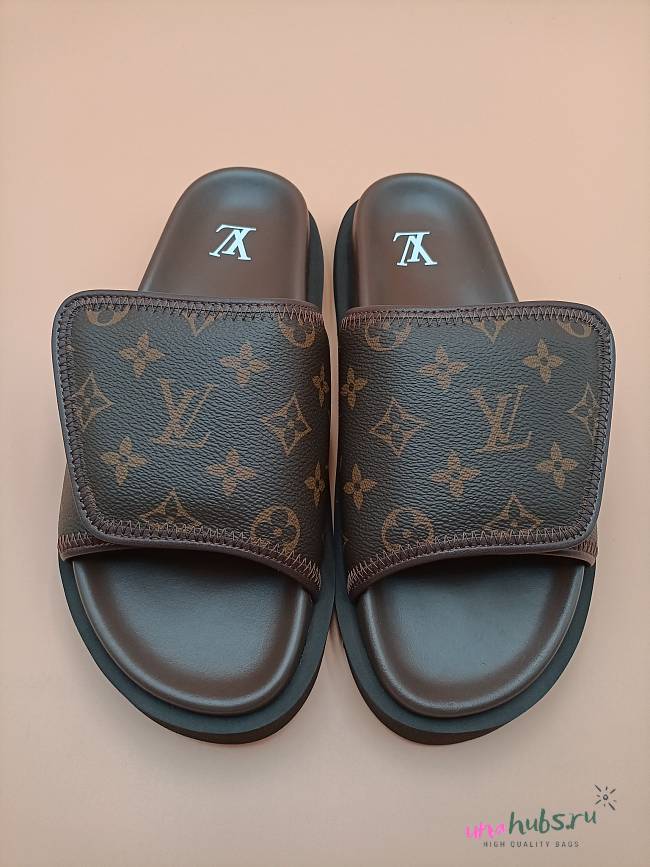 Louis Vuitton Miami Brown Monogram Leather Mules - 1