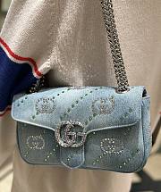 GUCCI GG MARMONT SMALL SHOULDER BAG Light blue denim - W26cm x H15cm x D7cm - 1