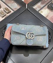 GUCCI GG MARMONT SMALL SHOULDER BAG Light blue denim - W26cm x H15cm x D7cm - 2