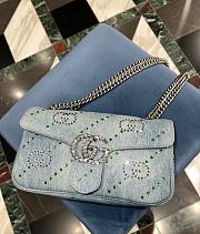 GUCCI GG MARMONT SMALL SHOULDER BAG Light blue denim - W26cm x H15cm x D7cm - 3