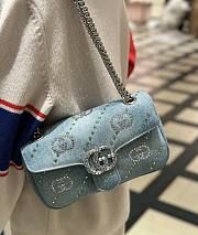 GUCCI GG MARMONT SMALL SHOULDER BAG Light blue denim - W26cm x H15cm x D7cm - 5