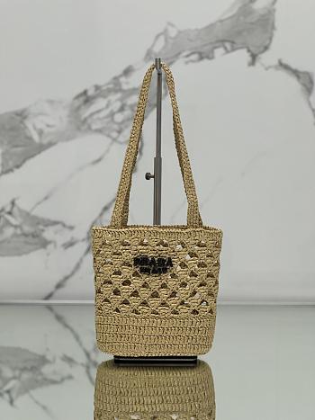 Prada Woven Fabric Crochet Tote Bag - 30x17.5x9CM