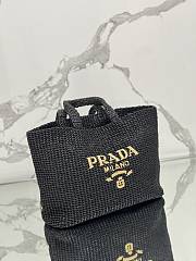 Prada Woven Raffia Small Tote Black - 40×34×15CM - 5