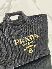 Prada Woven Raffia Small Tote Black - 40×34×15CM - 4