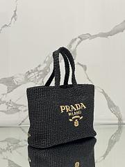 Prada Woven Raffia Small Tote Black - 40×34×15CM - 3