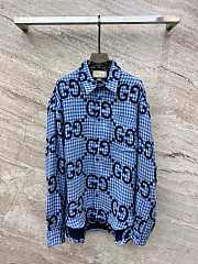 Gucci Jumbo GG checked wool shirt in bue - 1