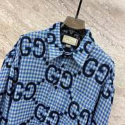 Gucci Jumbo GG checked wool shirt in bue - 5