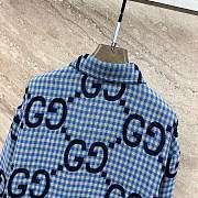 Gucci Jumbo GG checked wool shirt in bue - 2