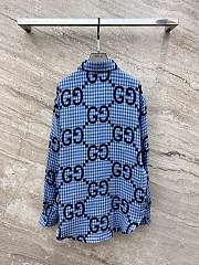 Gucci Jumbo GG checked wool shirt in bue - 3