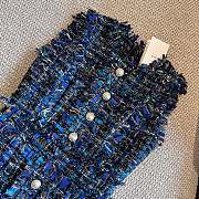 Balmain Tweed Less Sleeves Dress In Blue - 5