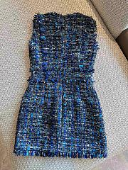 Balmain Tweed Less Sleeves Dress In Blue - 3