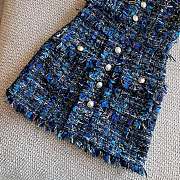 Balmain Tweed Less Sleeves Dress In Blue - 2