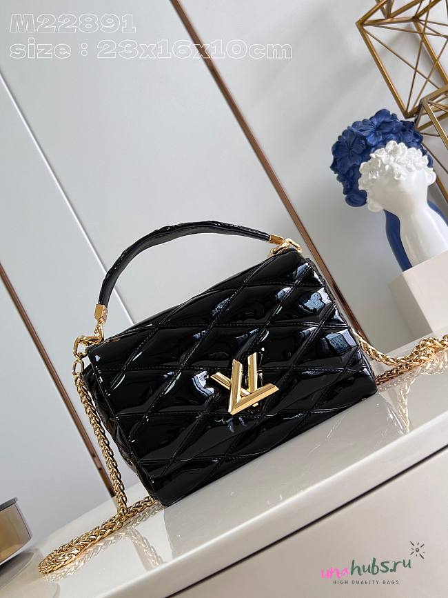 Louis Vuitton GO-14 MM Black Patent Leather Bag - 23*16*10cm - 1