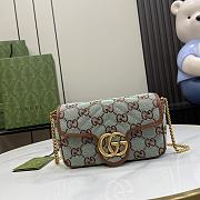 Gucci GG super mini shoulder bag in pale blue and brown canvas - 16.5x 9.5x 4.5cm - 1