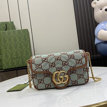 Gucci GG super mini shoulder bag in pale blue and brown canvas - 16.5x 9.5x 4.5cm