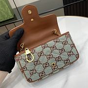 Gucci GG super mini shoulder bag in pale blue and brown canvas - 16.5x 9.5x 4.5cm - 6