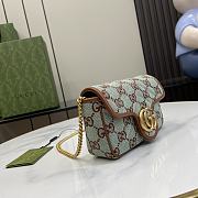 Gucci GG super mini shoulder bag in pale blue and brown canvas - 16.5x 9.5x 4.5cm - 4